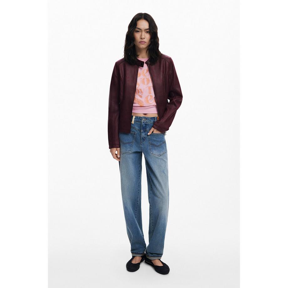 Desigual Veste Courte avec Détails en Similicuir  