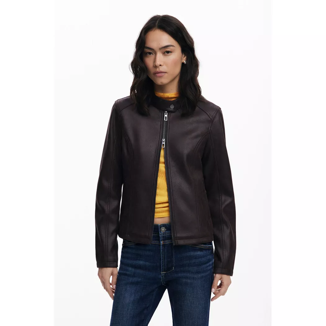 Desigual Veste effet cuir BROWN XXL female