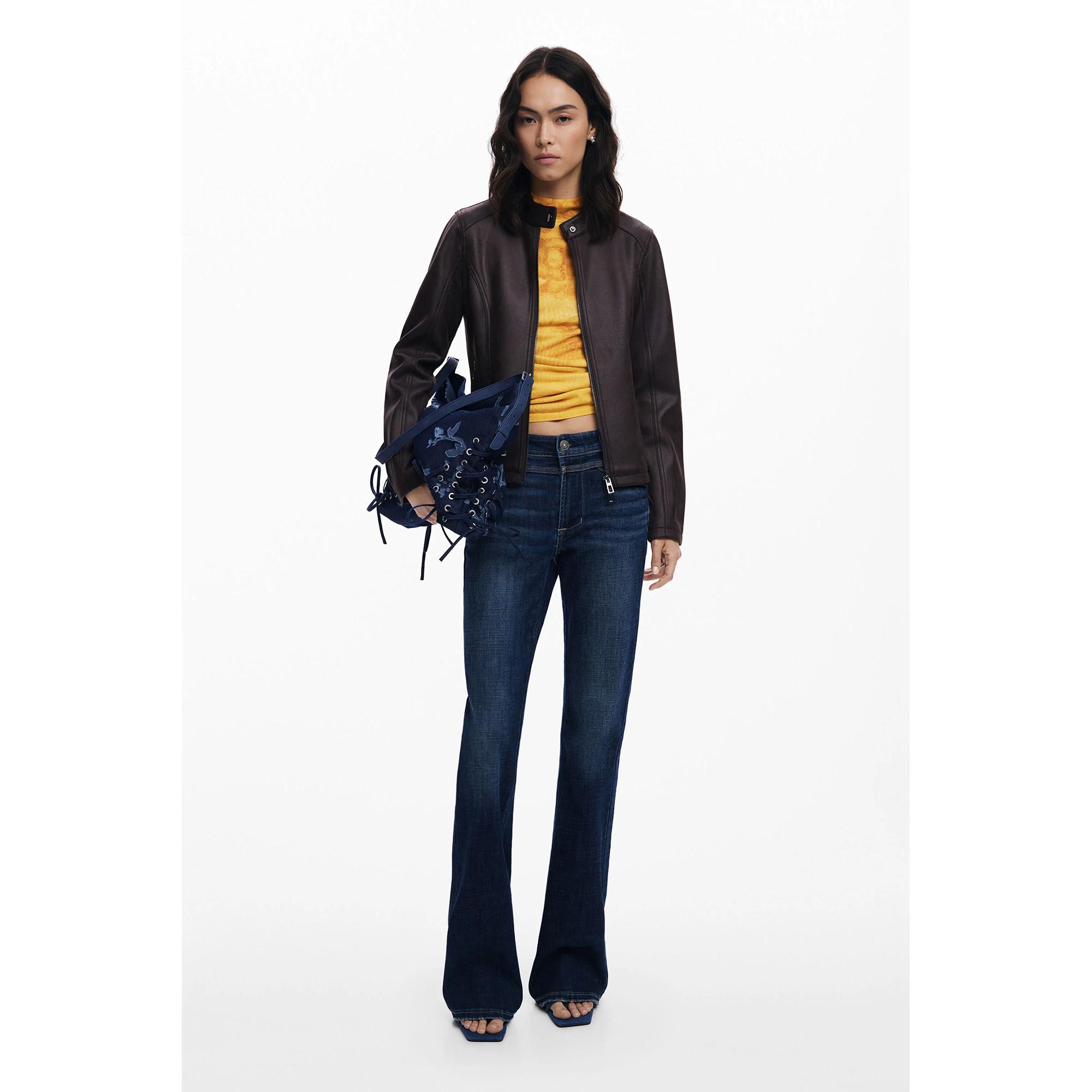 Desigual Kurze Jacke mit Kunstleder-Details  