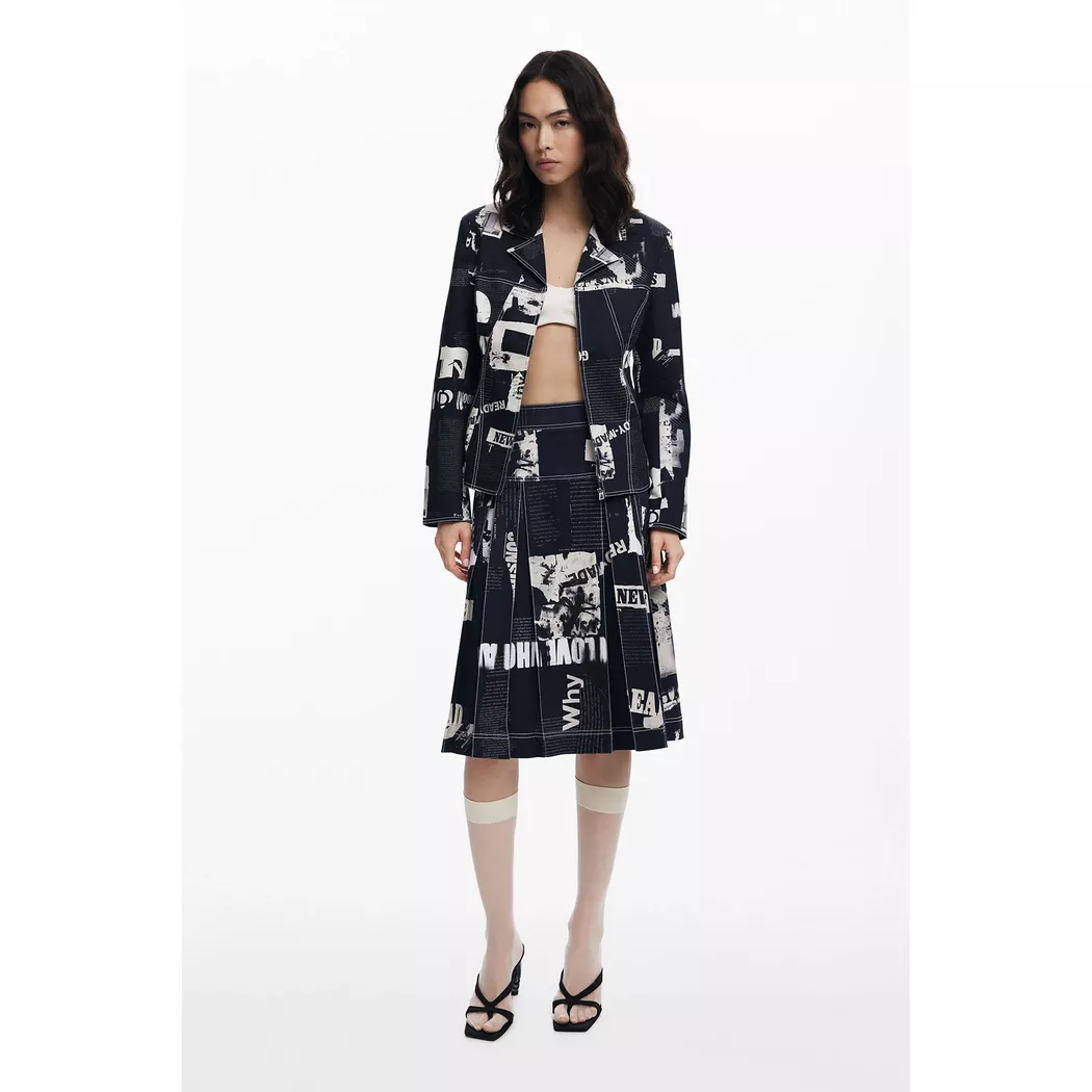 Desigual Jupe midi texture arty BLACK XS female 4