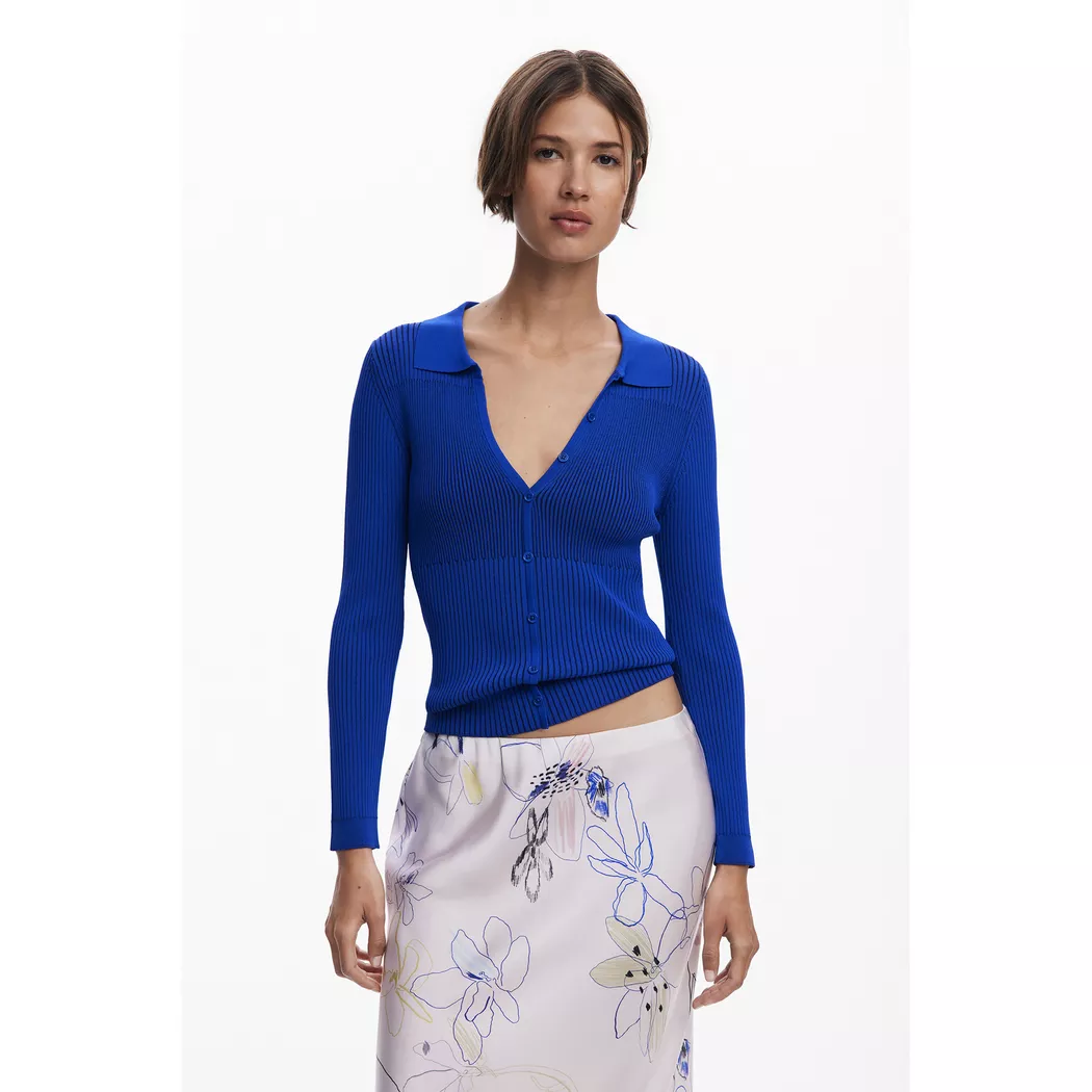 Desigual Pull fin boutons BLUE L female