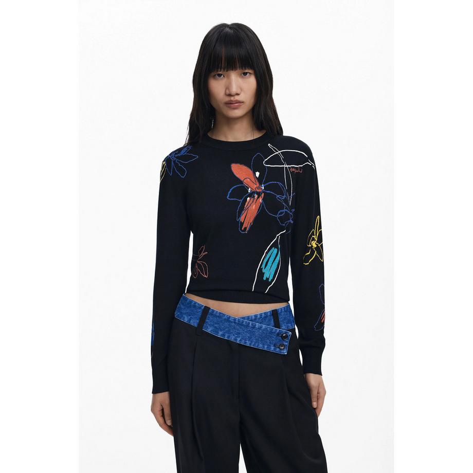 Desigual Robe en jersey à manches longues et motif floral  