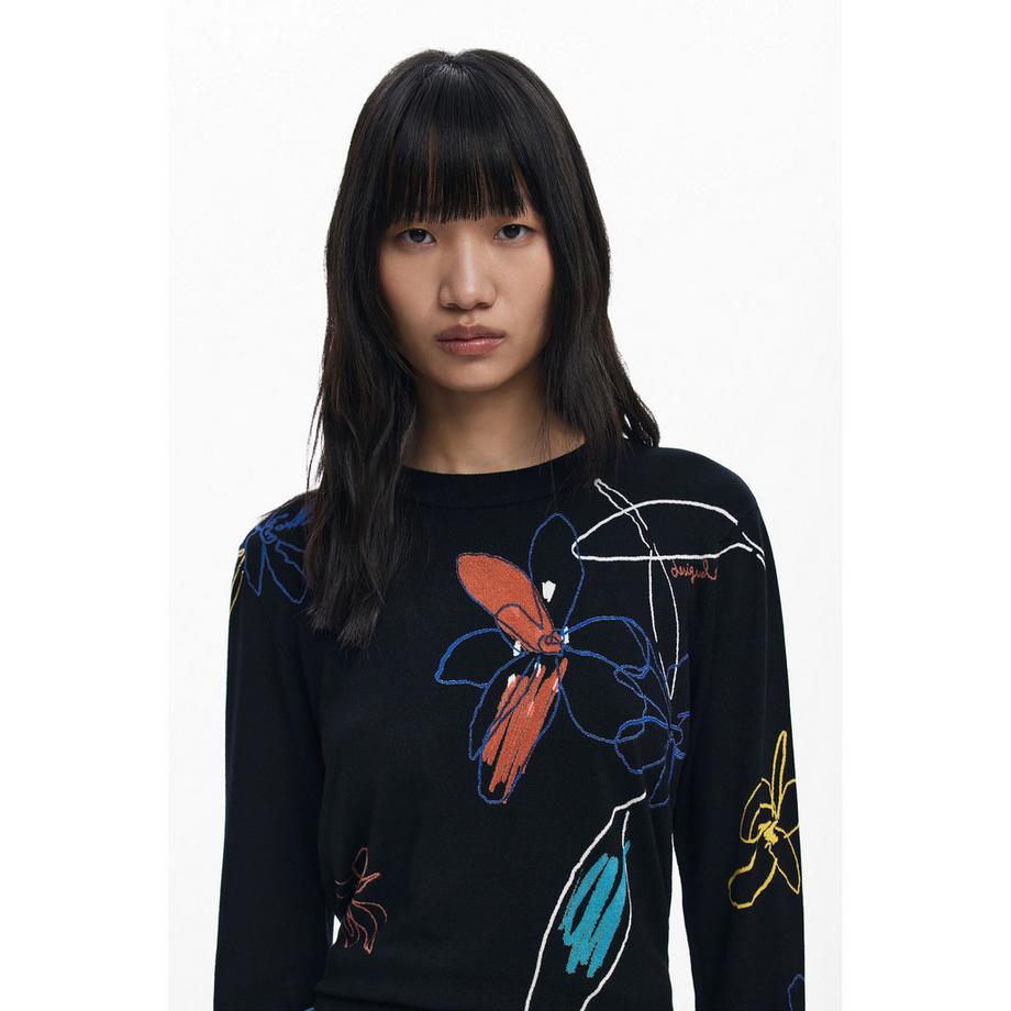 Desigual Robe en jersey à manches longues et motif floral  