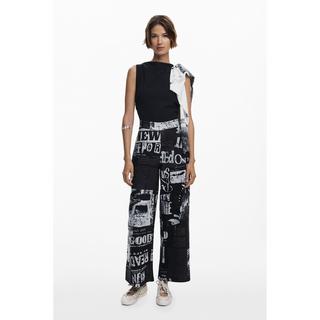 Desigual Ärmelloser Jumpsuit Zeitungsprint  