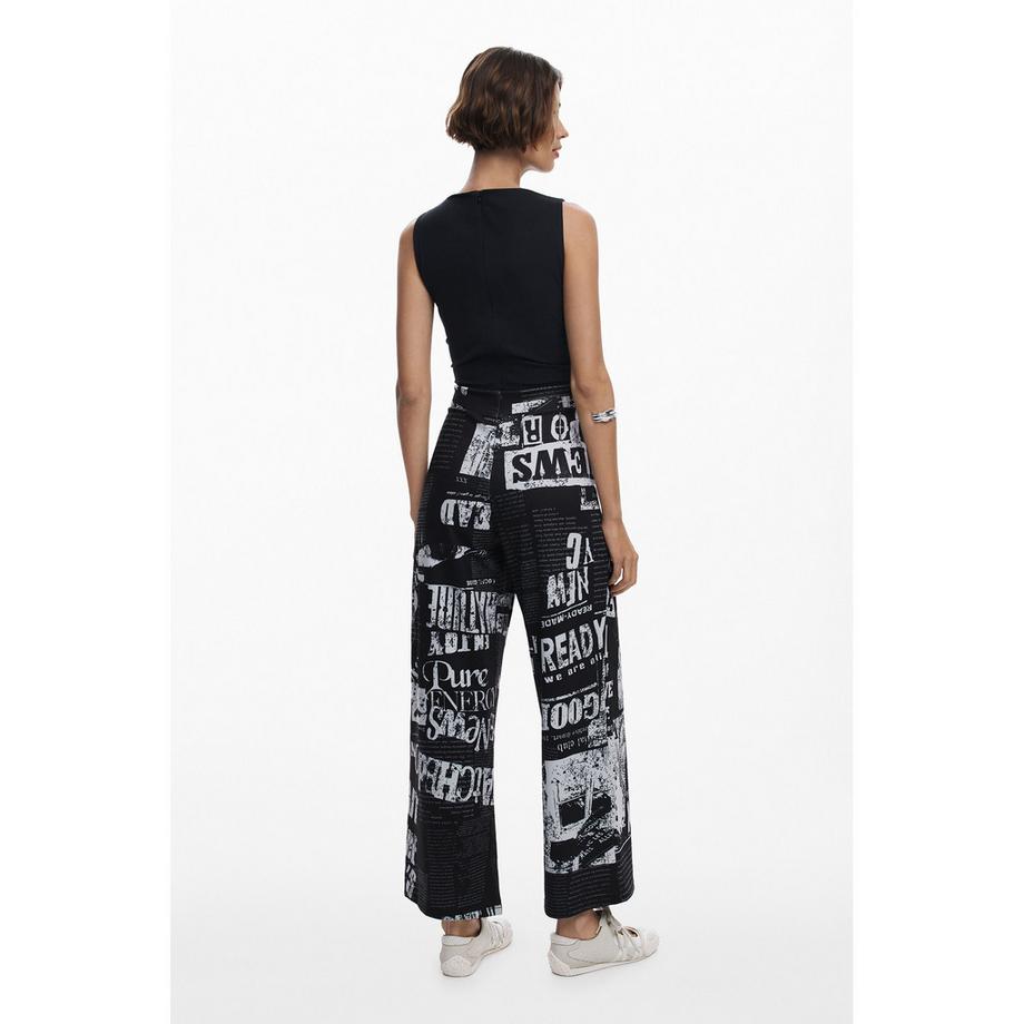 Desigual Ärmelloser Jumpsuit Zeitungs-Print  