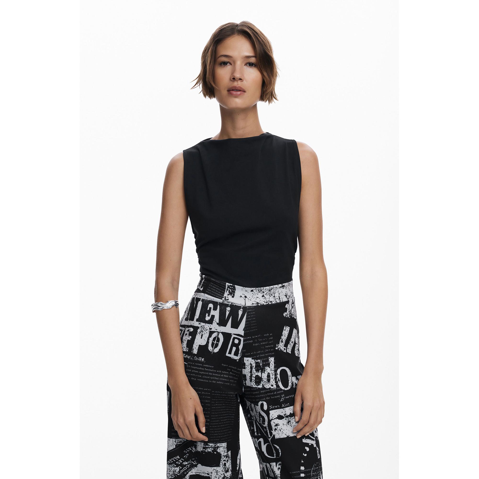 Desigual Ärmelloser Jumpsuit Zeitungsprint  