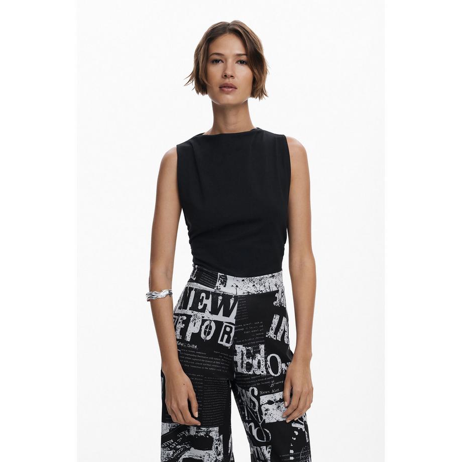 Desigual Ärmelloser Jumpsuit Zeitungs-Print  