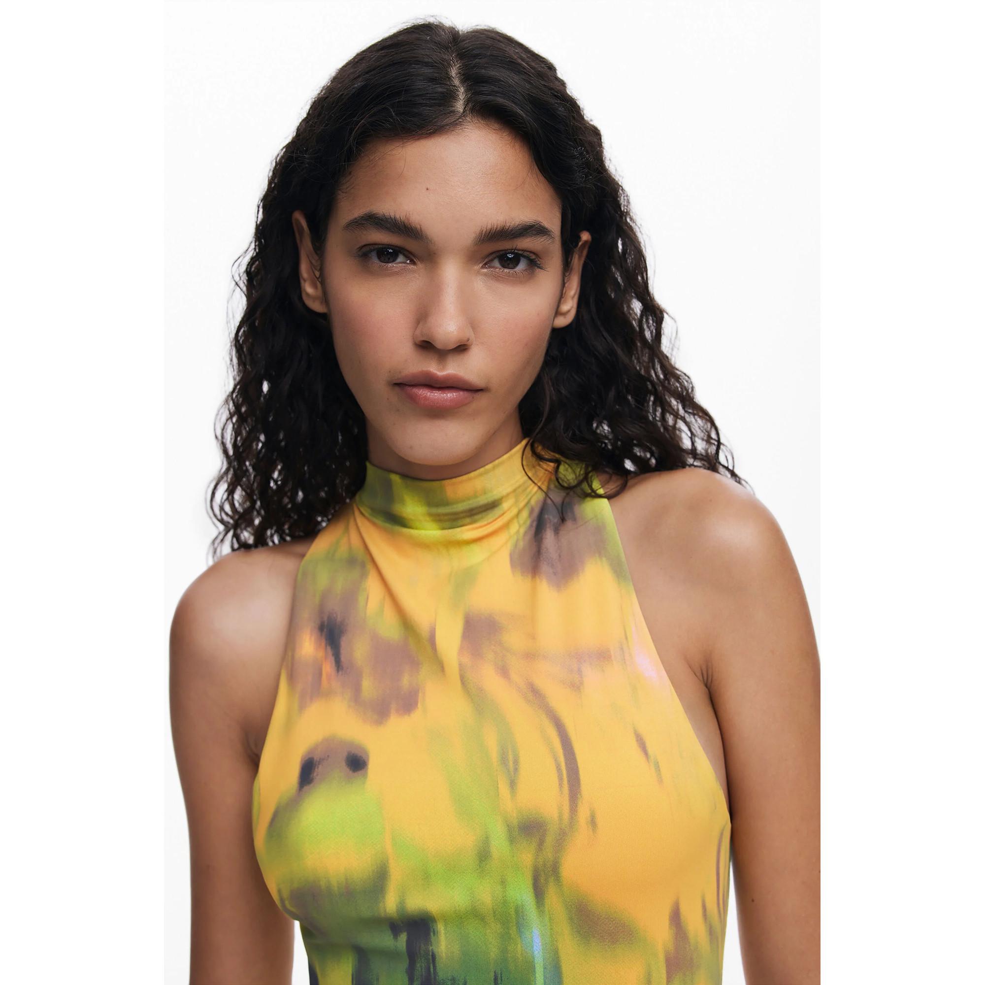 Desigual Ärmelloses V-Ausschnitt Slim Fit Minikleid  