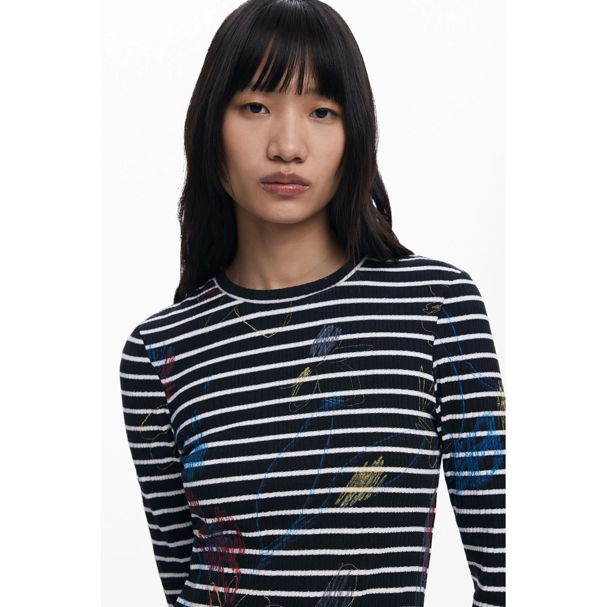 Desigual Gestreiftes Langarmkleid  