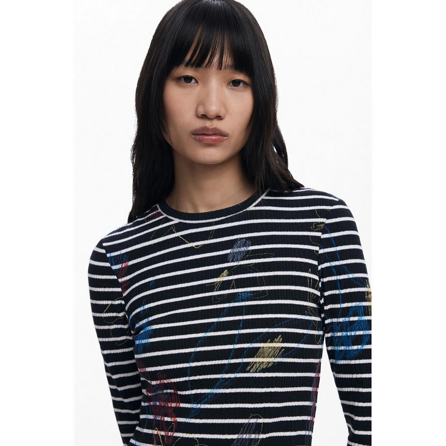 Desigual Gestreiftes Langarmkleid  