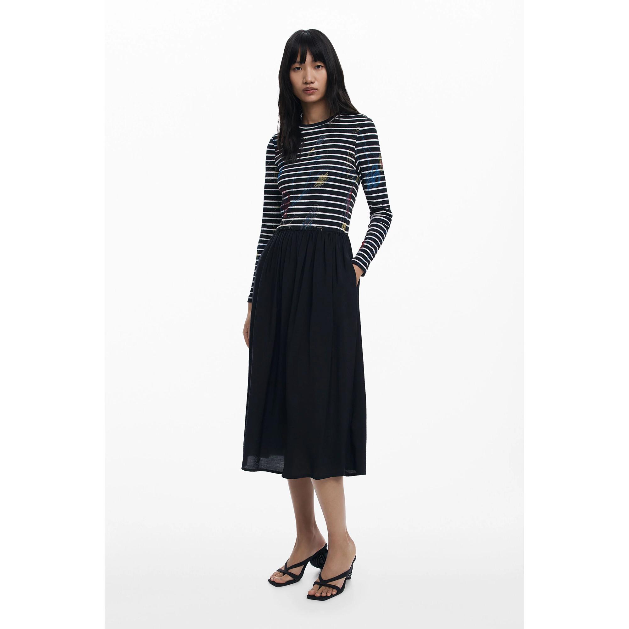 Desigual Gestreiftes Langarmkleid  