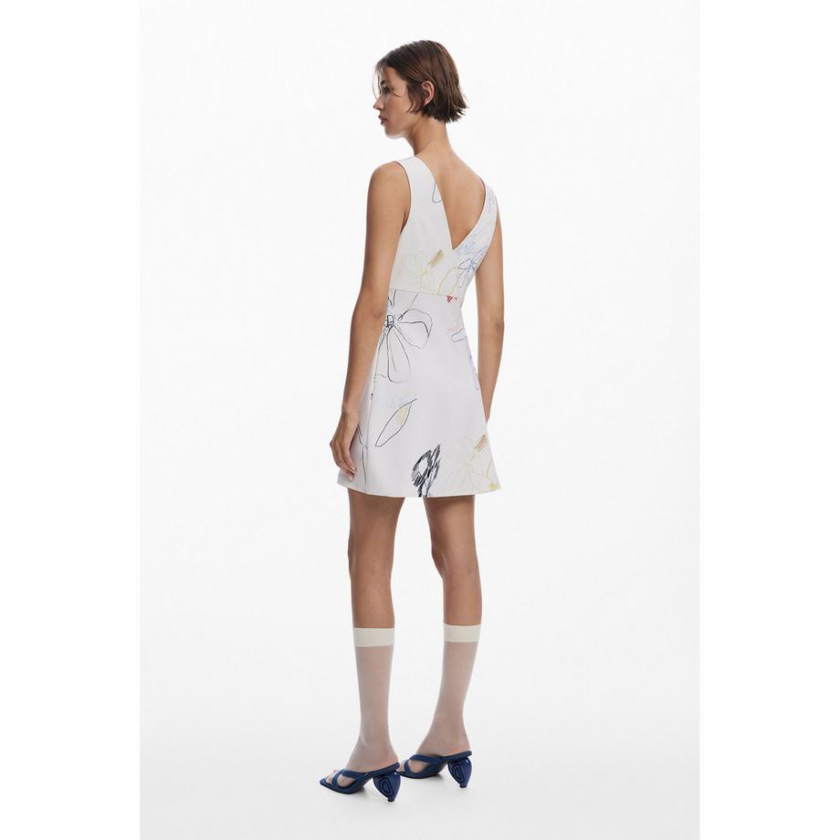 Desigual V-Ausschnitt Mini Kleid Abstraktes Muster  