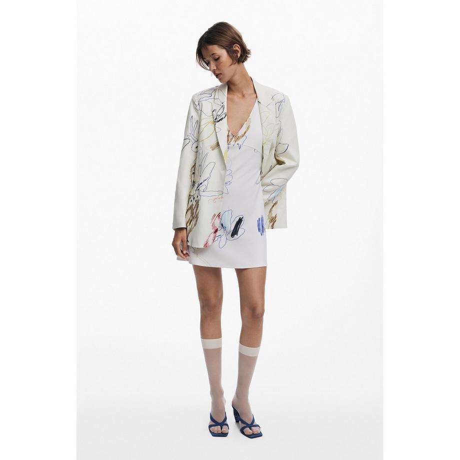 Desigual V-Ausschnitt Mini Kleid Abstraktes Muster  