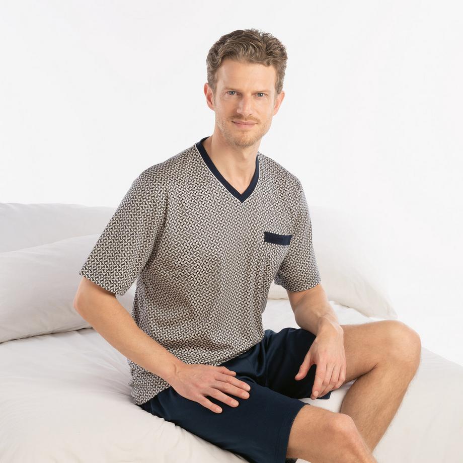 ISA bodywear Pyjama Kurzarm V-Ausschnitt Top und Shorts Set  