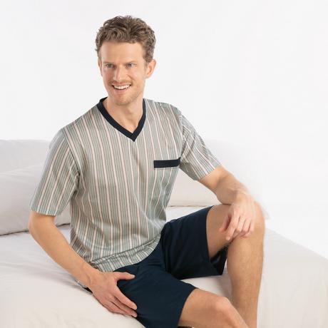 ISA bodywear Gestreifter Kurzarm Pyjama  