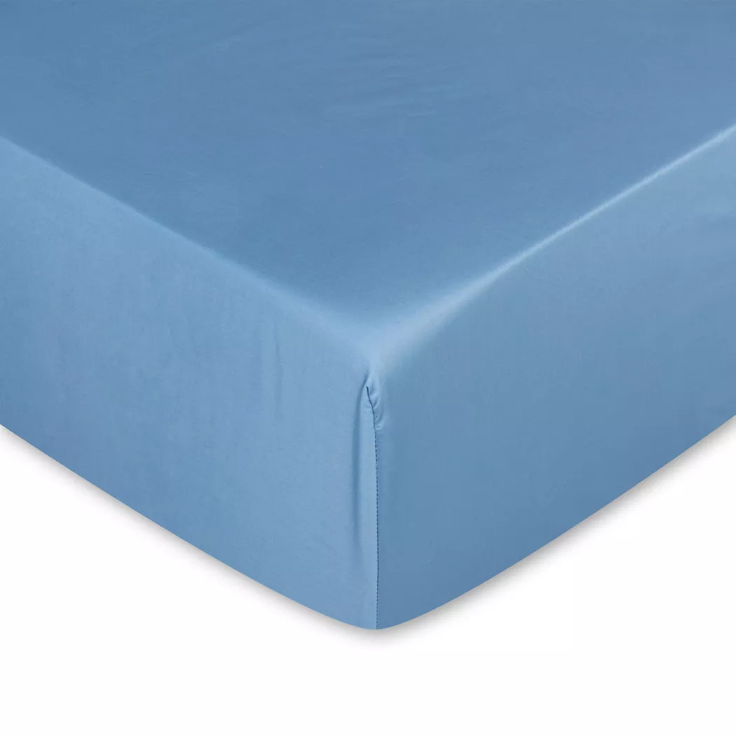 Manor Sateen Luxe Fitted Sheet Steel Blue