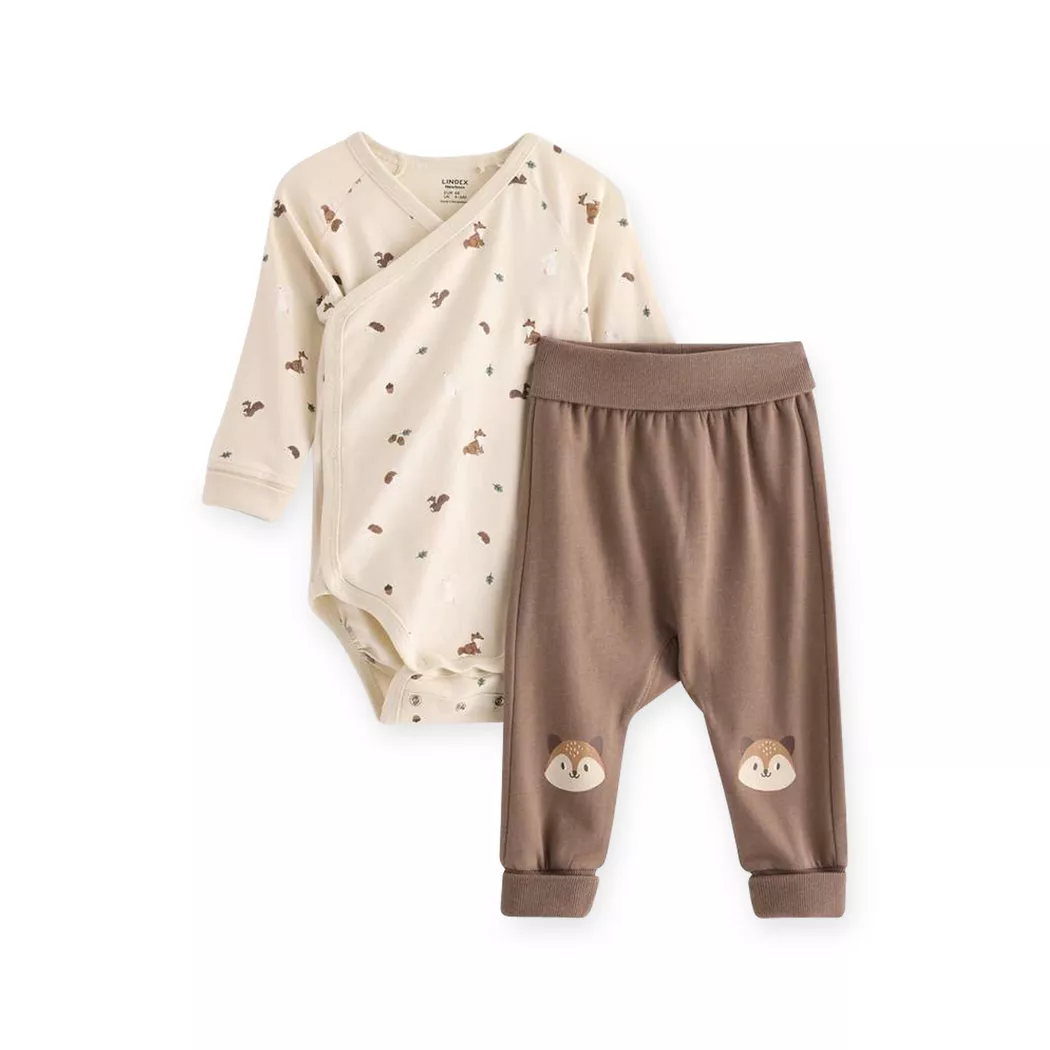 Lindex - Pyjama-Set, 62, Khaki