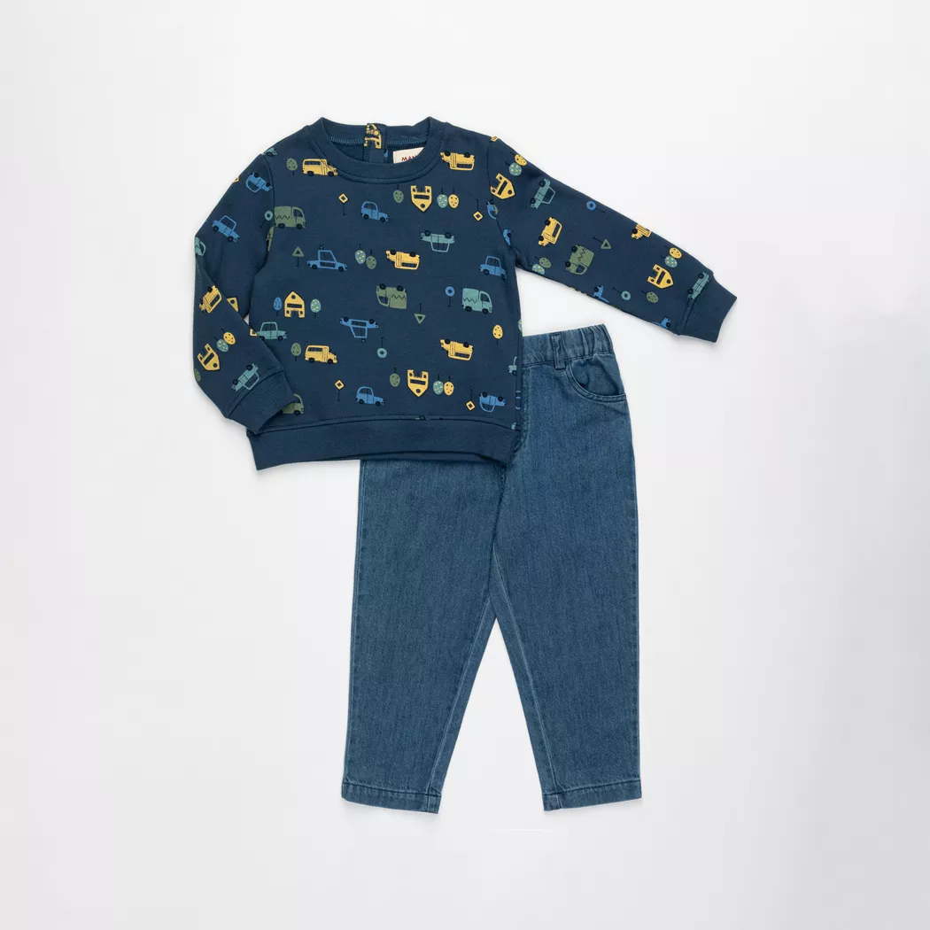 Manor Baby - Set: T-Shirt und Hose, 92, Blau Denim 2