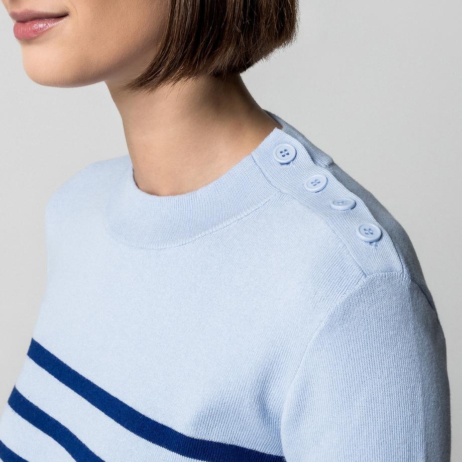 Manor Woman Pull rayé Regular Fit avec patte de boutonnage  