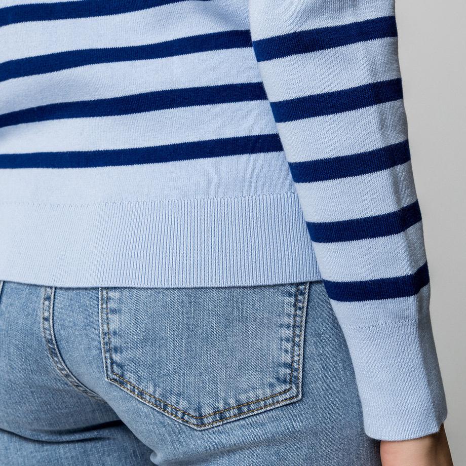 Manor Woman Pull rayé Regular Fit avec patte de boutonnage  