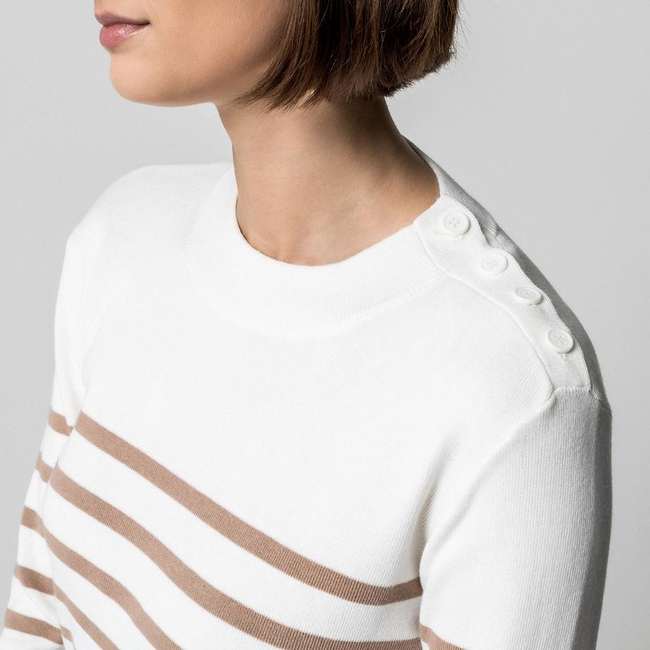 Manor Woman Maglione a righe Regular Fit con abbottonatura  