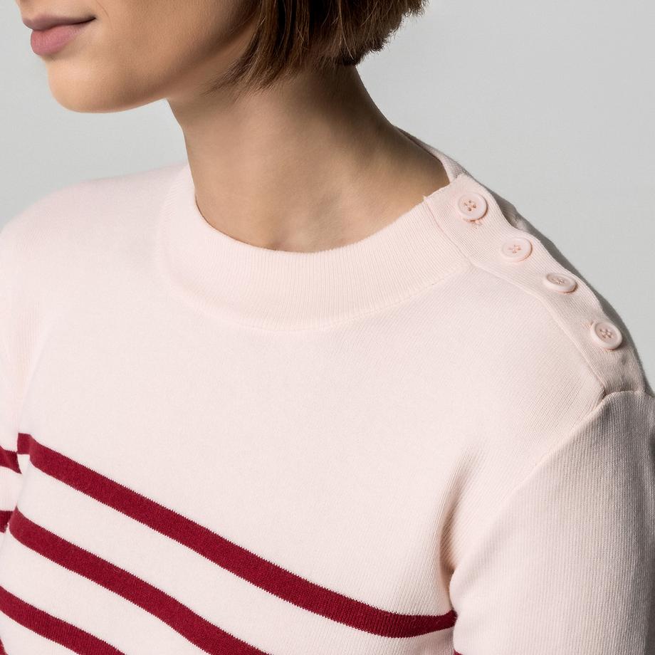 Manor Woman Gestreifter Regular Fit Pullover mit Knopfleiste  