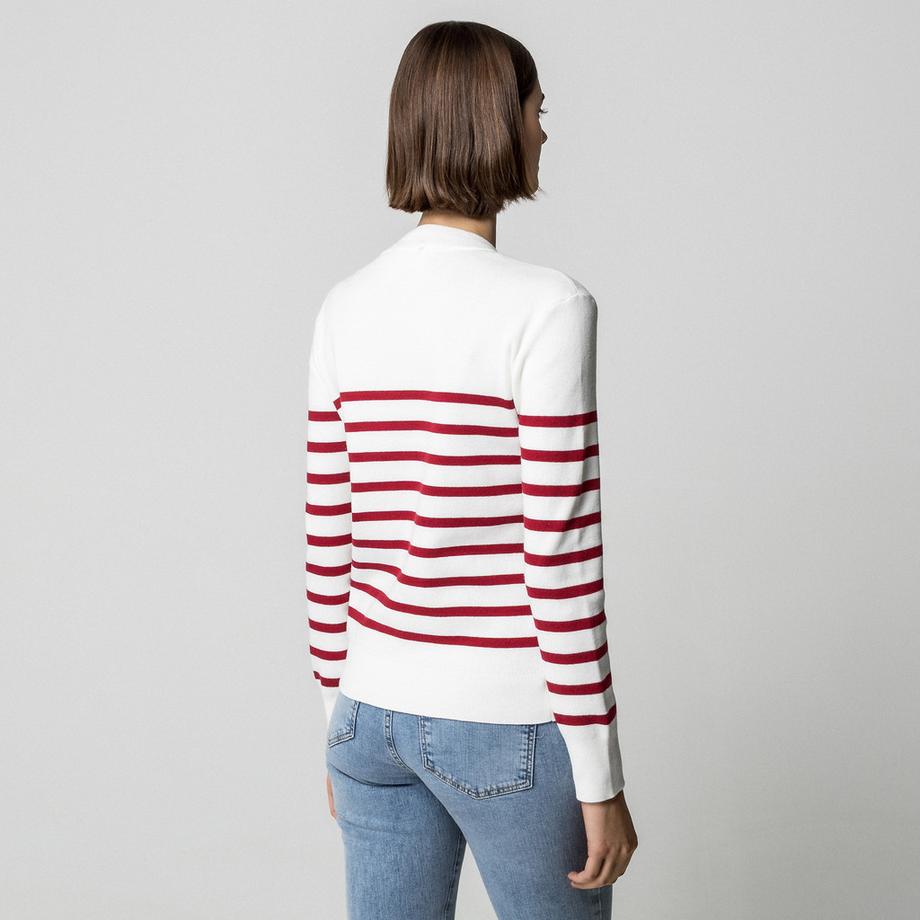 Manor Woman Gestreifter Regular Fit Pullover mit Knopfleiste  