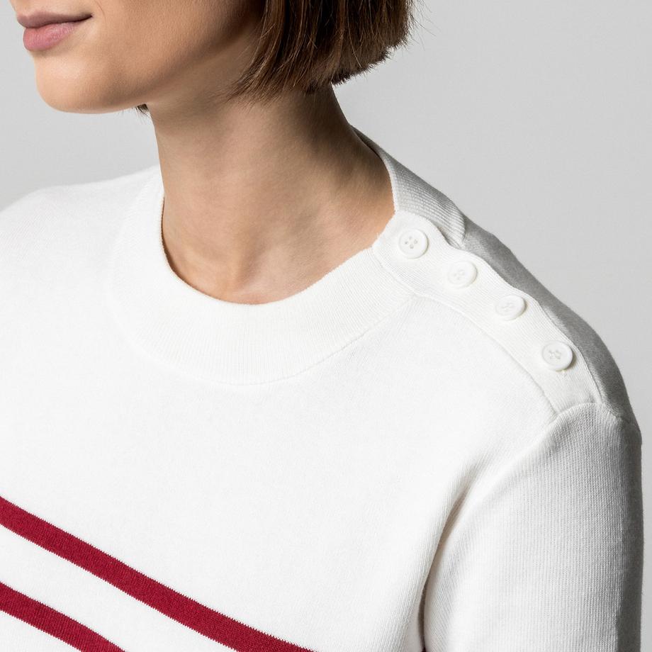 Manor Woman Gestreifter Regular Fit Pullover mit Knopfleiste  