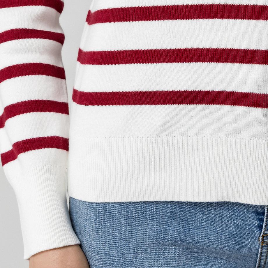 Manor Woman Gestreifter Regular Fit Pullover mit Knopfleiste  