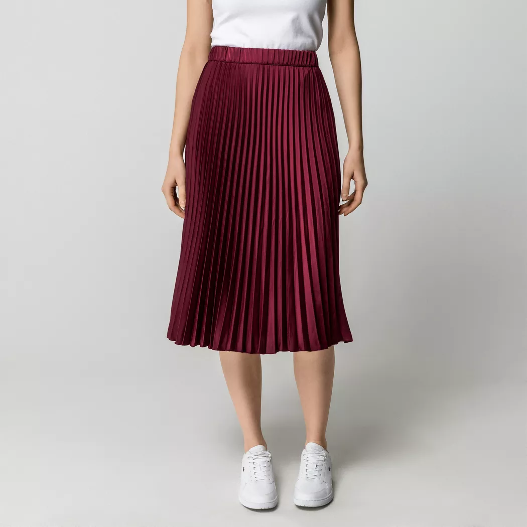 Manor Woman - Langer Faltenrock, für Damen, Bordeaux, Größe 42
