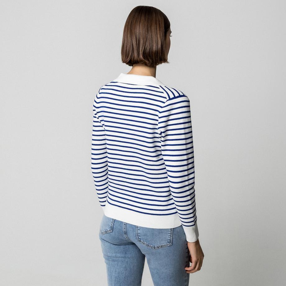 Manor Woman Maglione a righe con colletto polo  