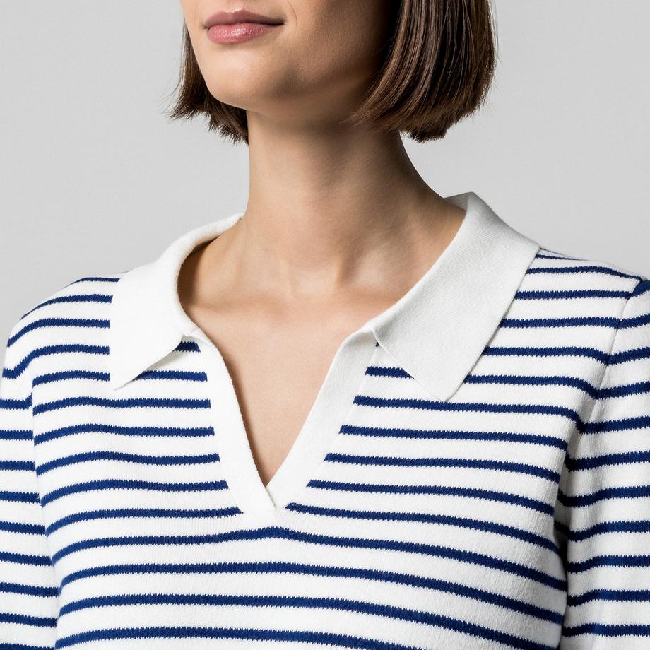 Manor Woman Maglione a righe con colletto polo  