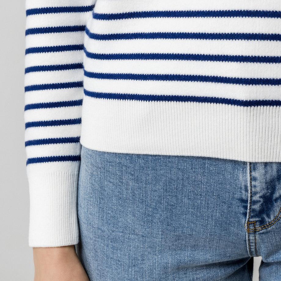 Manor Woman Maglione a righe con colletto polo  