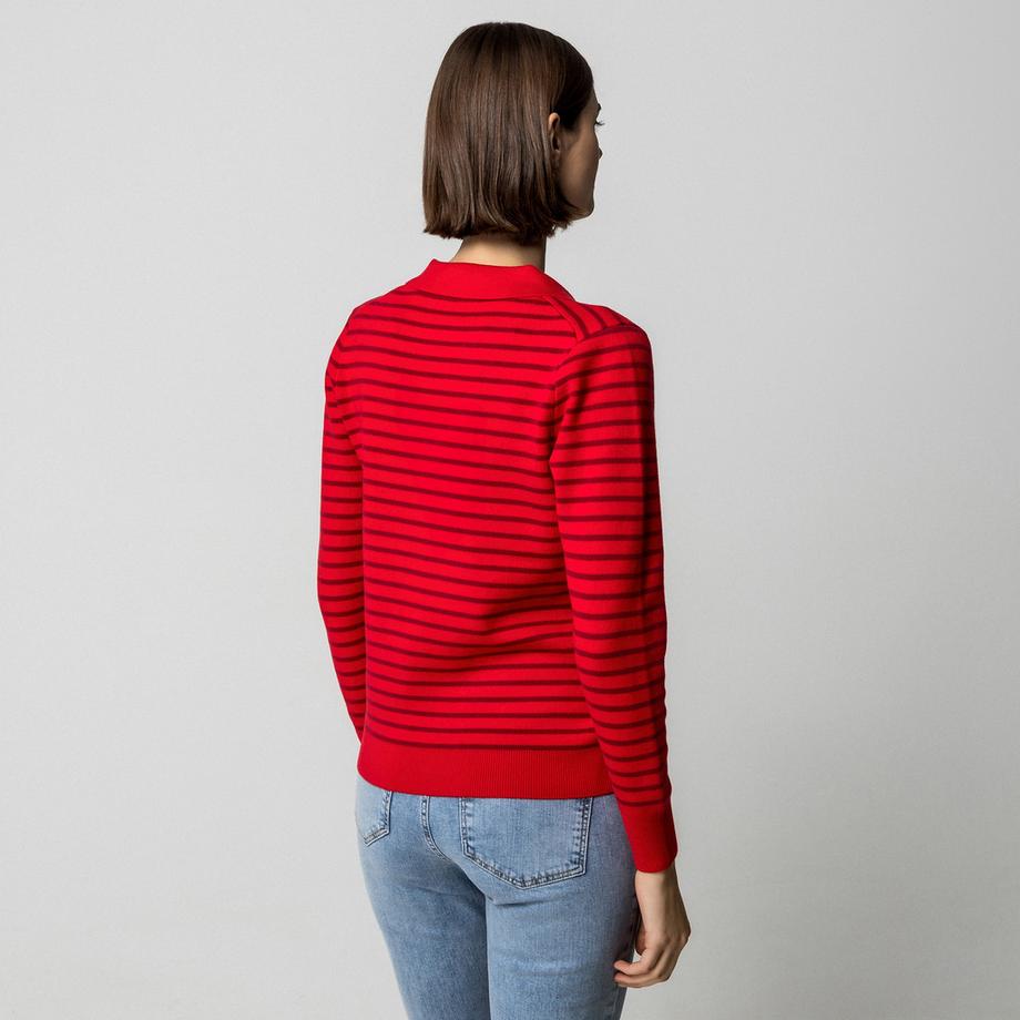 Manor Woman Pull rayé à col polo  