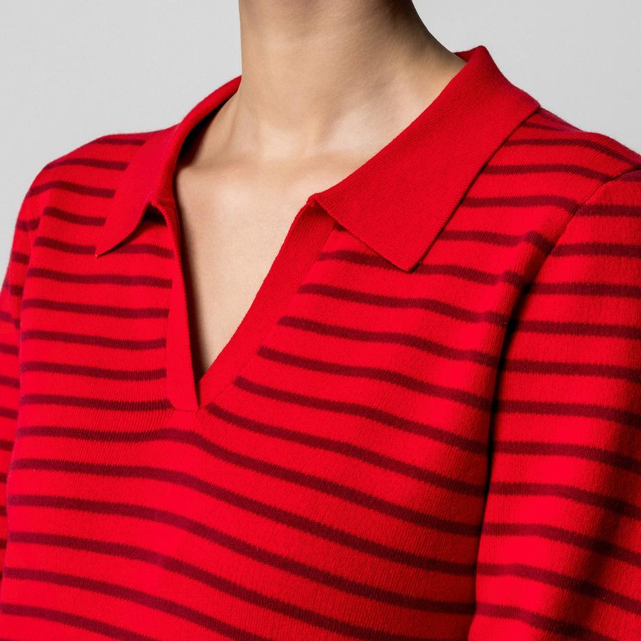 Manor Woman Pull rayé à col polo  