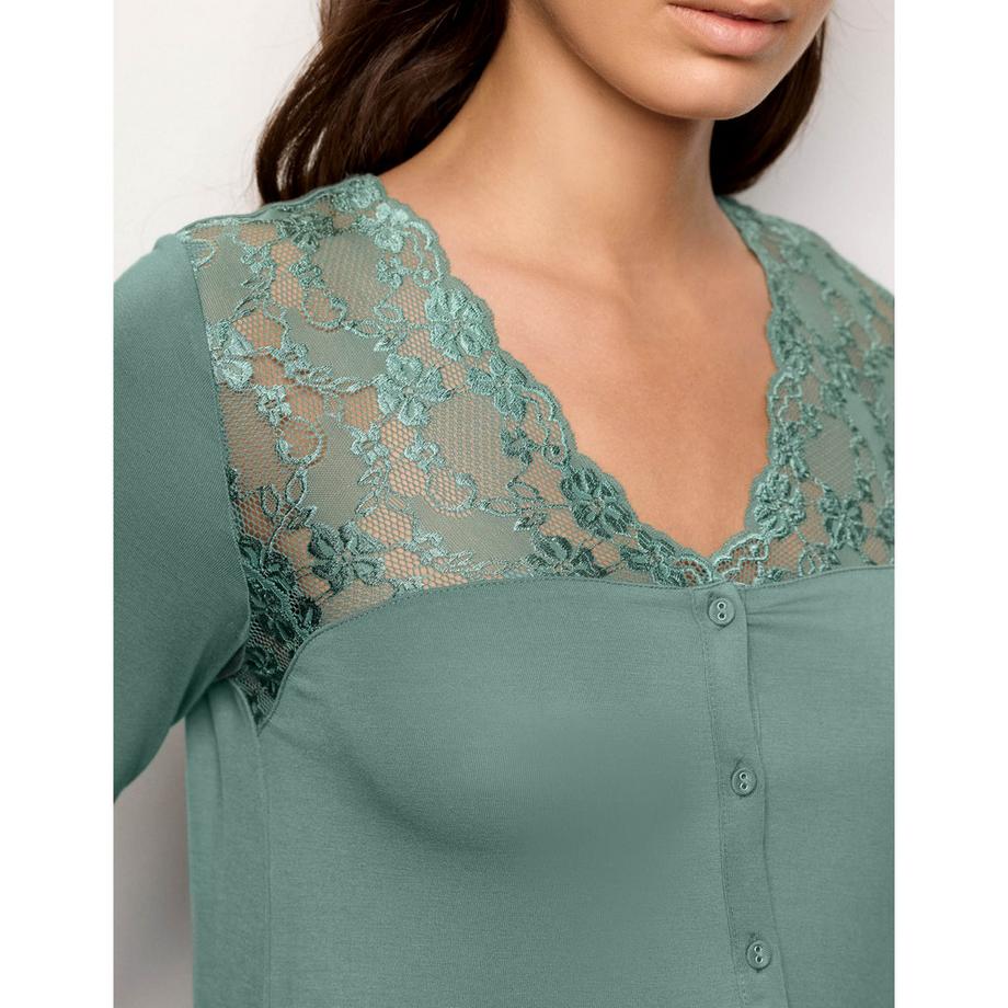 Yamamay Camicia da notte maniche lunghe con pizzo  