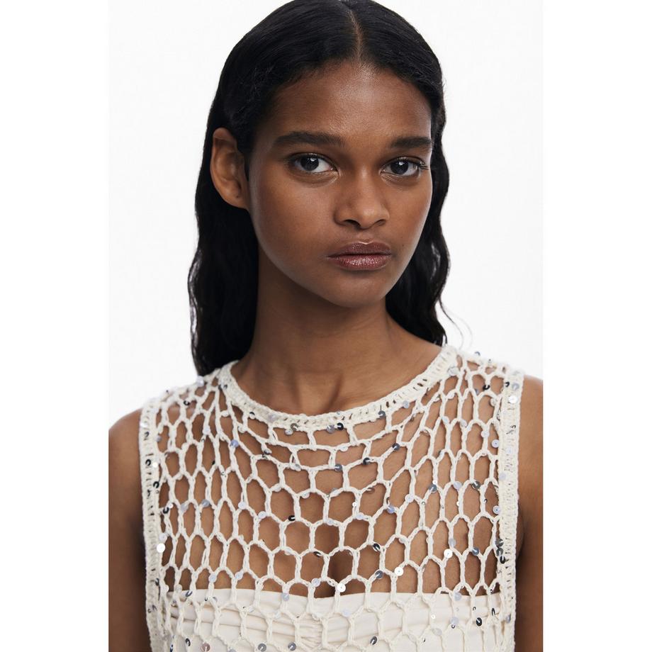 Desigual Robe Longue en Maille Crochet  