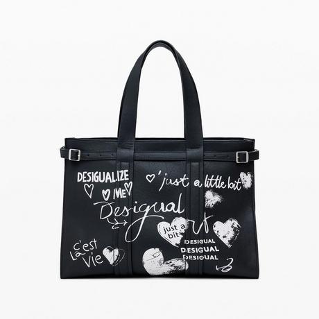 Desigual Borsa a mano con stampa Doodle  