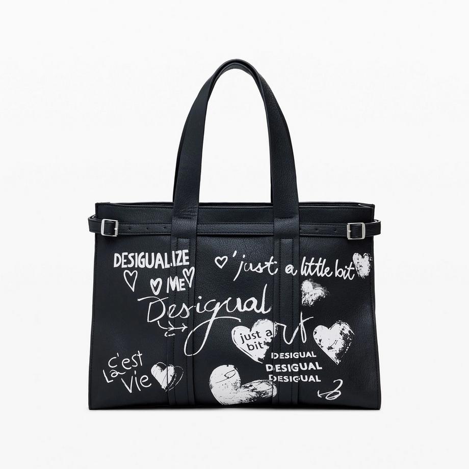 Desigual Borsa a mano con stampa Doodle  
