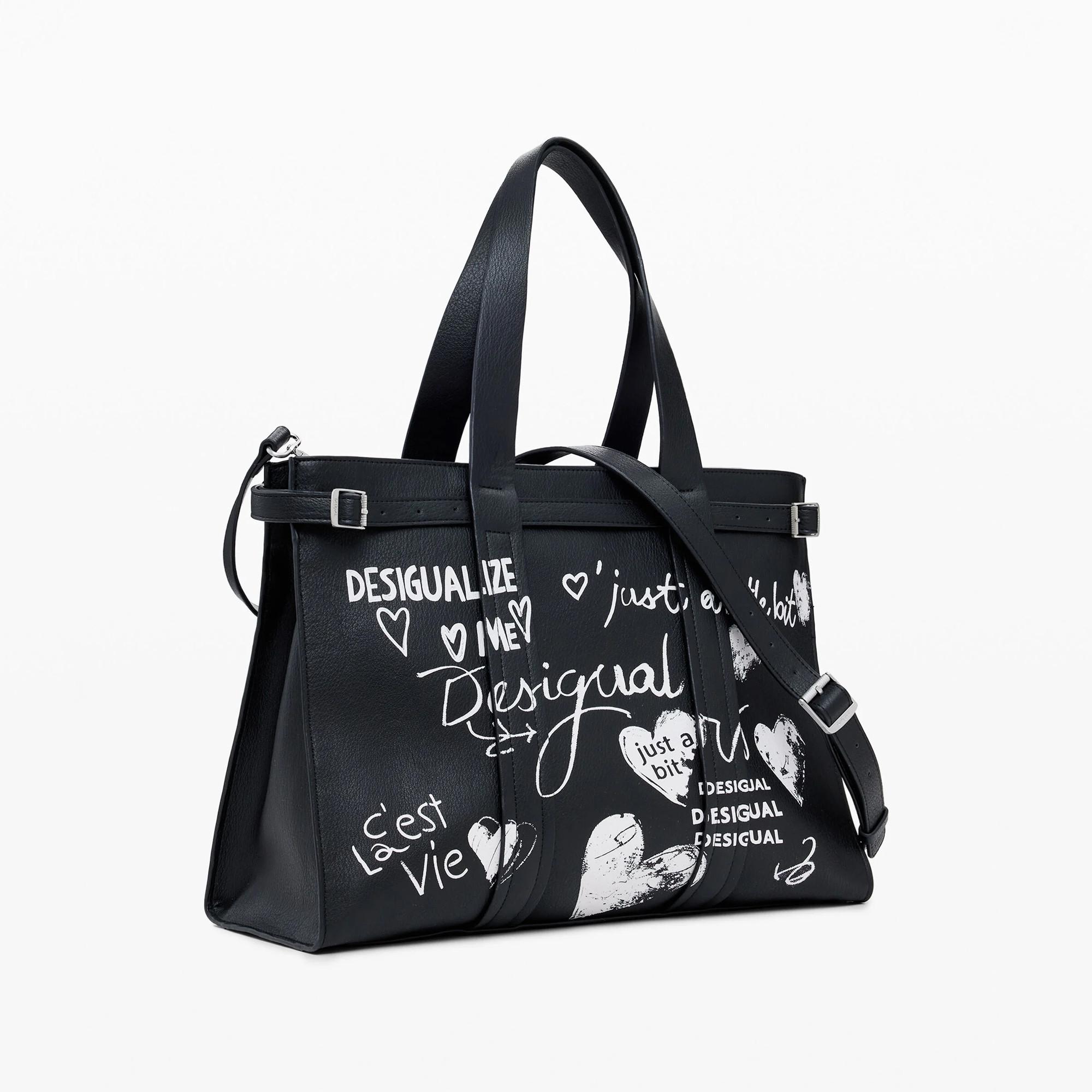 Desigual Borsa a mano con stampa Doodle  