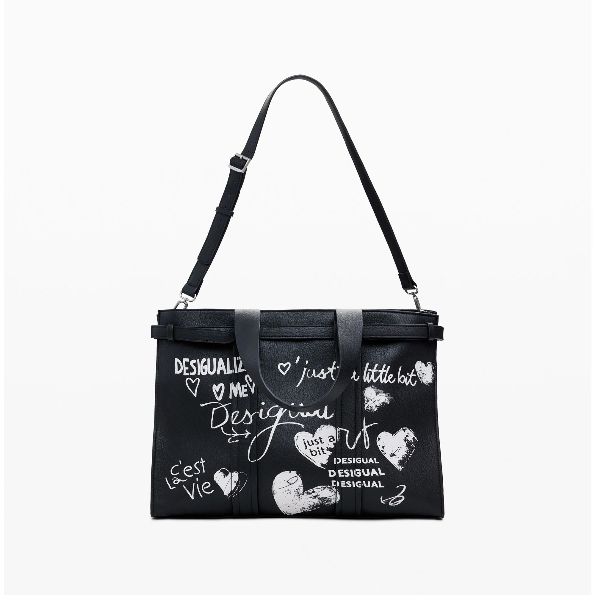 Desigual Borsa a mano con stampa Doodle  