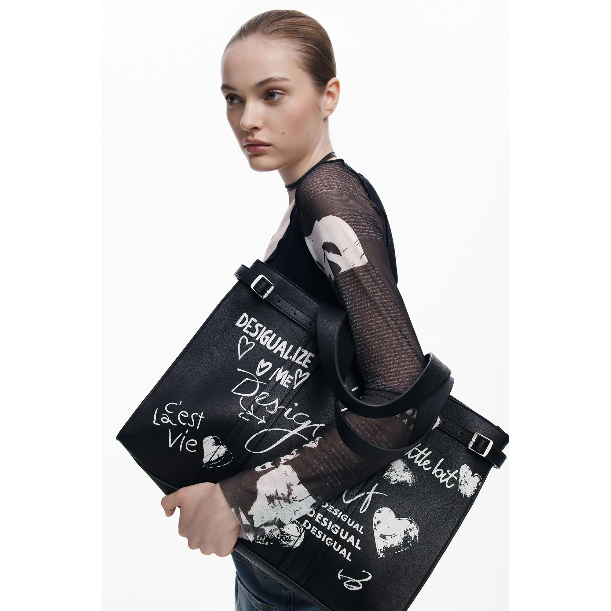 Desigual Borsa a mano con stampa Doodle  