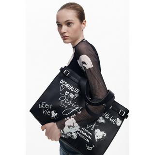 Desigual Borsa a mano con stampa Doodle  
