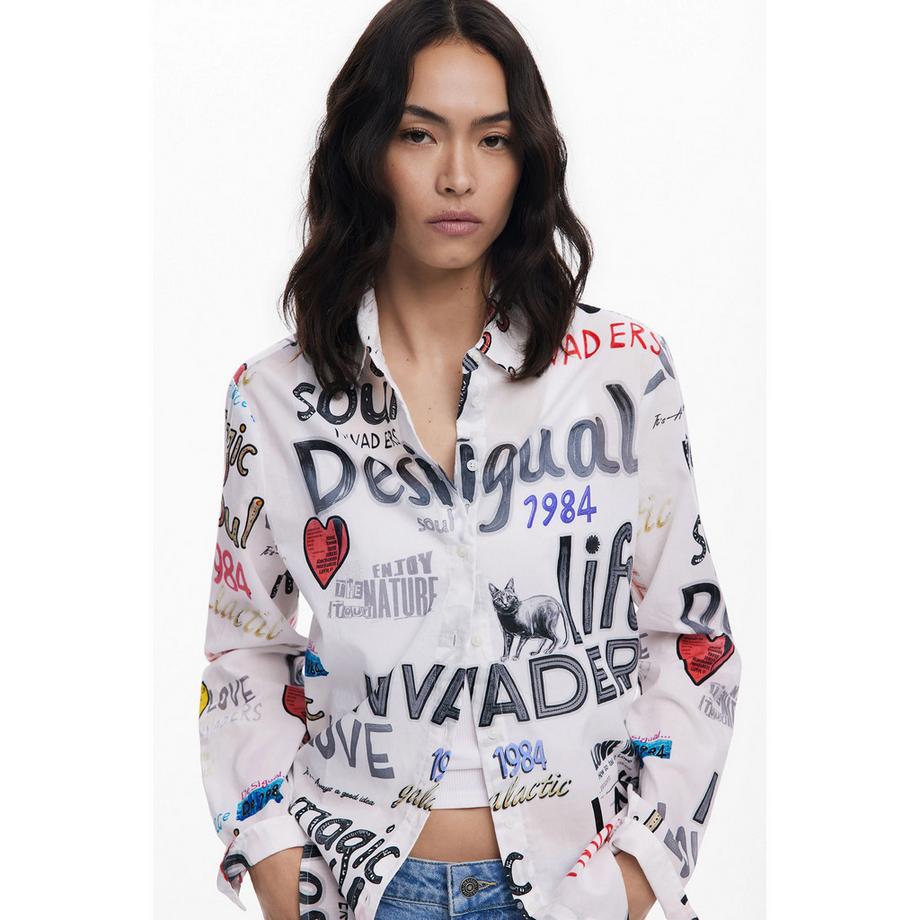Desigual Camicia Maniche Lunghe Regular Fit con Stampa All Over  