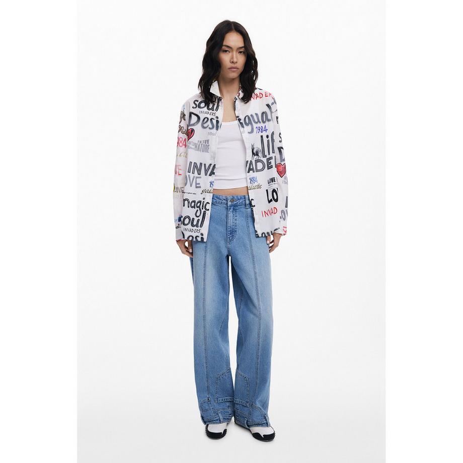 Desigual Camicia Maniche Lunghe Regular Fit con Stampa All Over  