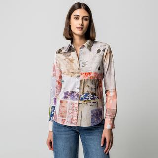 Desigual Patchwork Print Langarm Bluse  