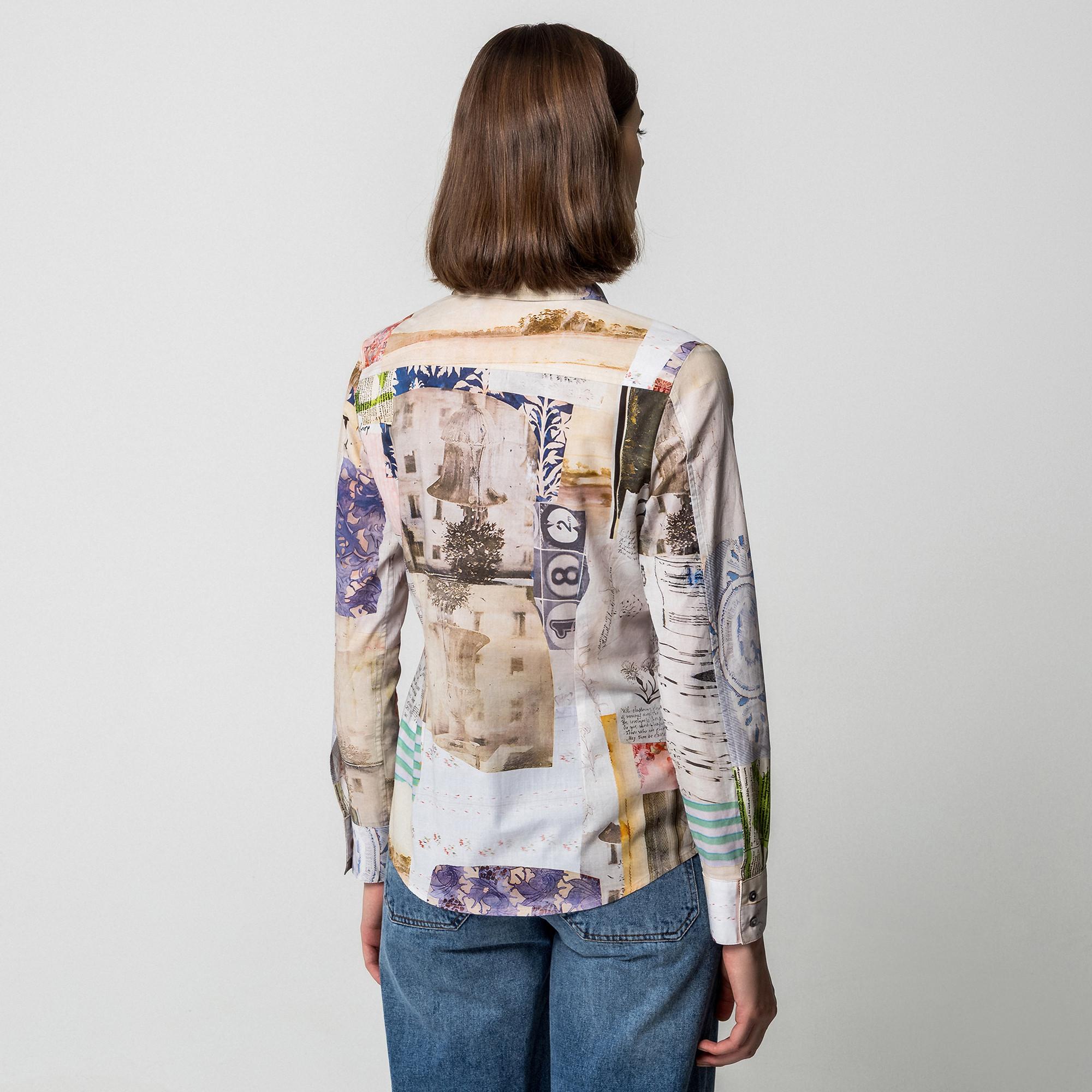 Desigual Patchwork Print Langarm Bluse  