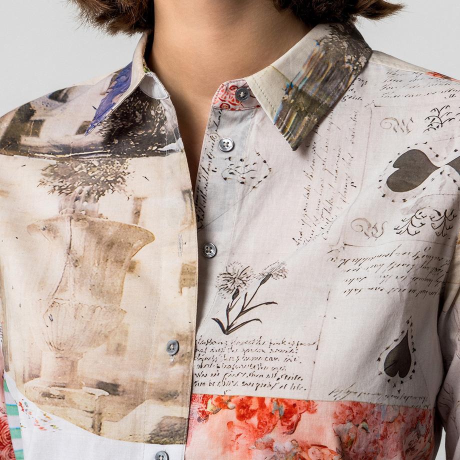 Desigual Camicetta Maniche Lunghe Stampa Patchwork  