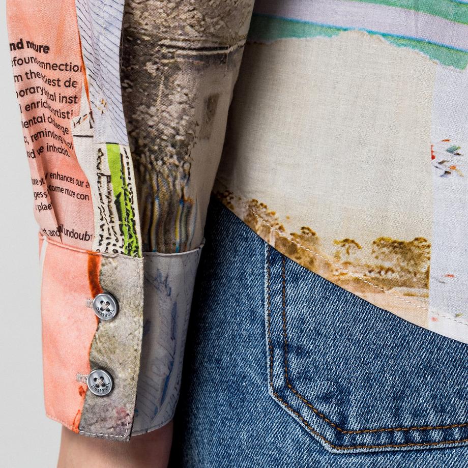 Desigual Camicetta Maniche Lunghe Stampa Patchwork  