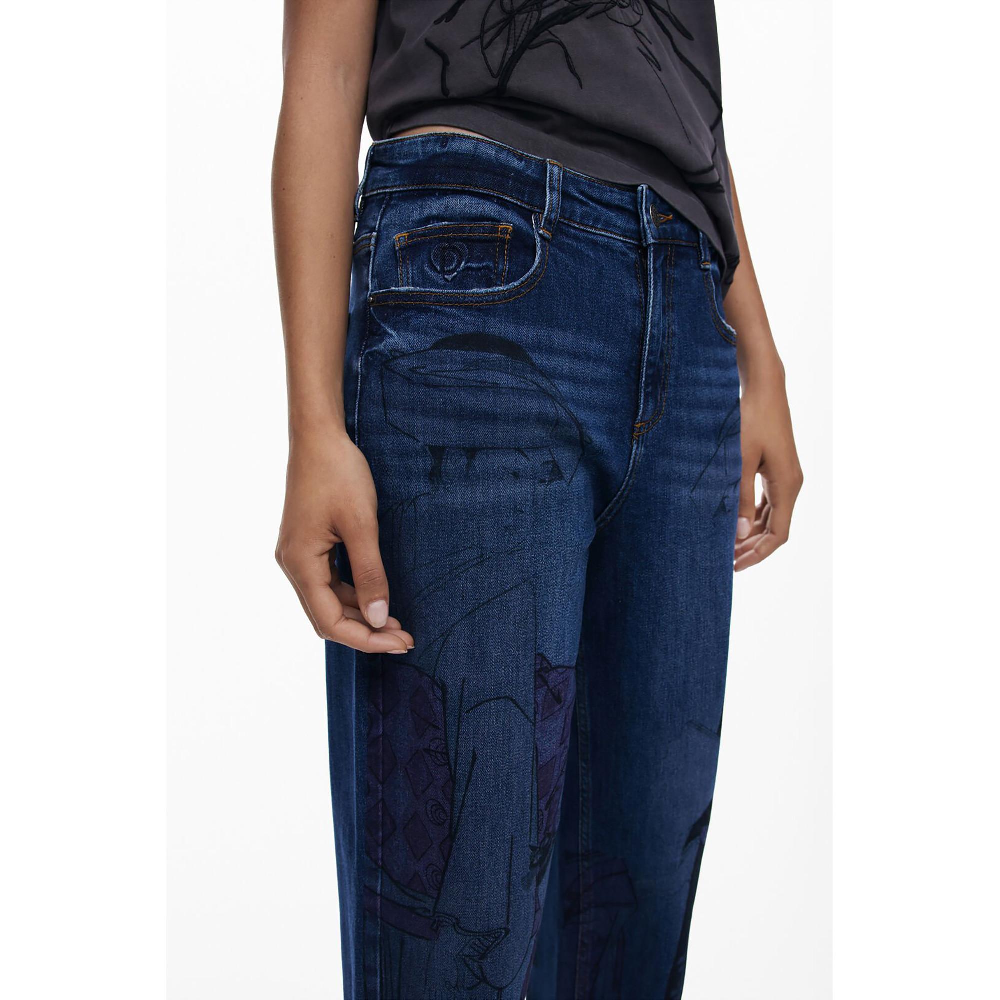 Desigual Bedruckte Straight Leg Jeans  